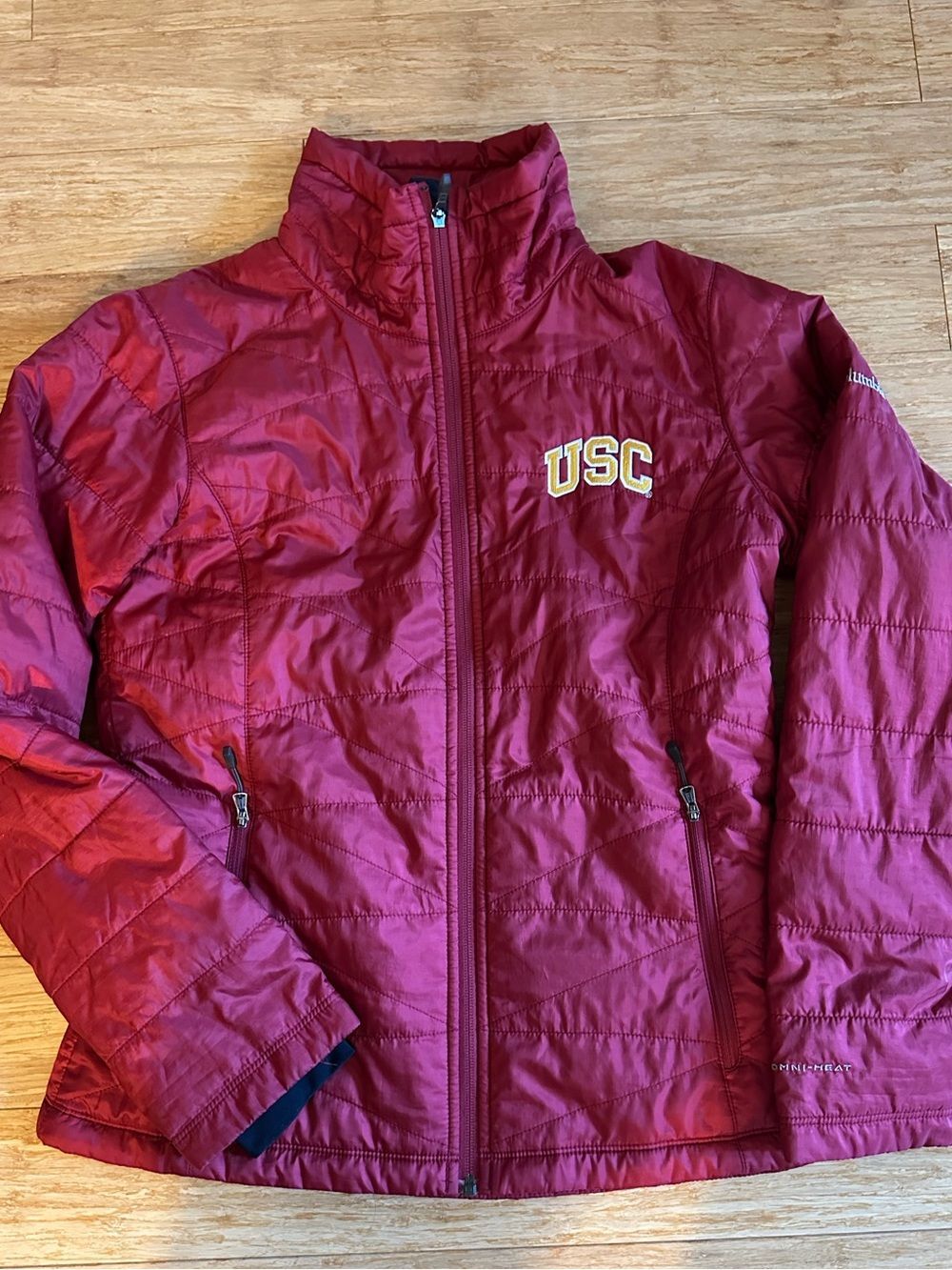 Columbia Women’s Puffer Jacket in Cardinal Red with USC Logo Sz M